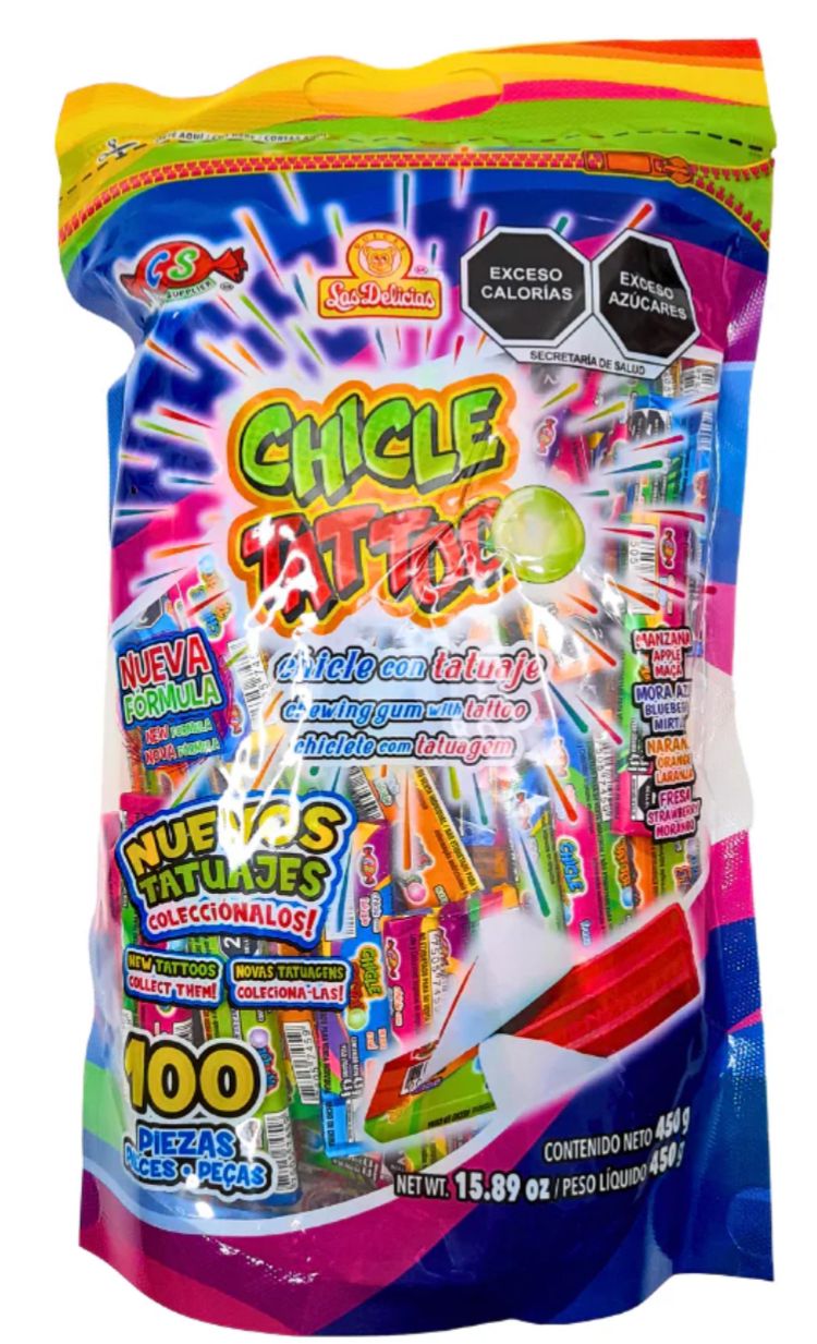 CHICLE TATOO LAS DELICIAS 100 PCS.