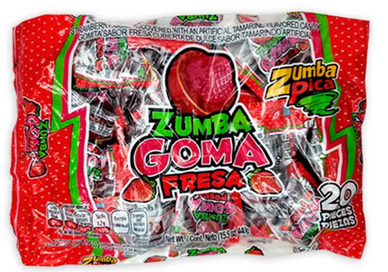 ZUMBA GOMA FRESA 20 PCS