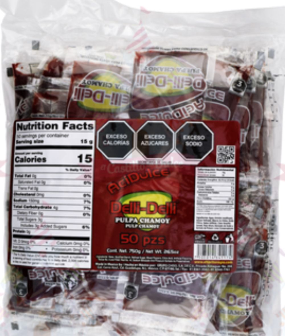 DELLI DELLI PULPA CHAMOY ACIDULCE (50PCS)
