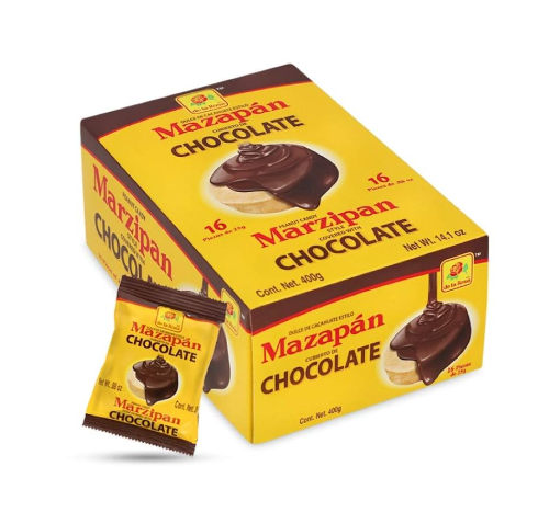 MAZAPAN (MARZIPAN) CUBIERTO DE CHOCOLATE (16PCS)